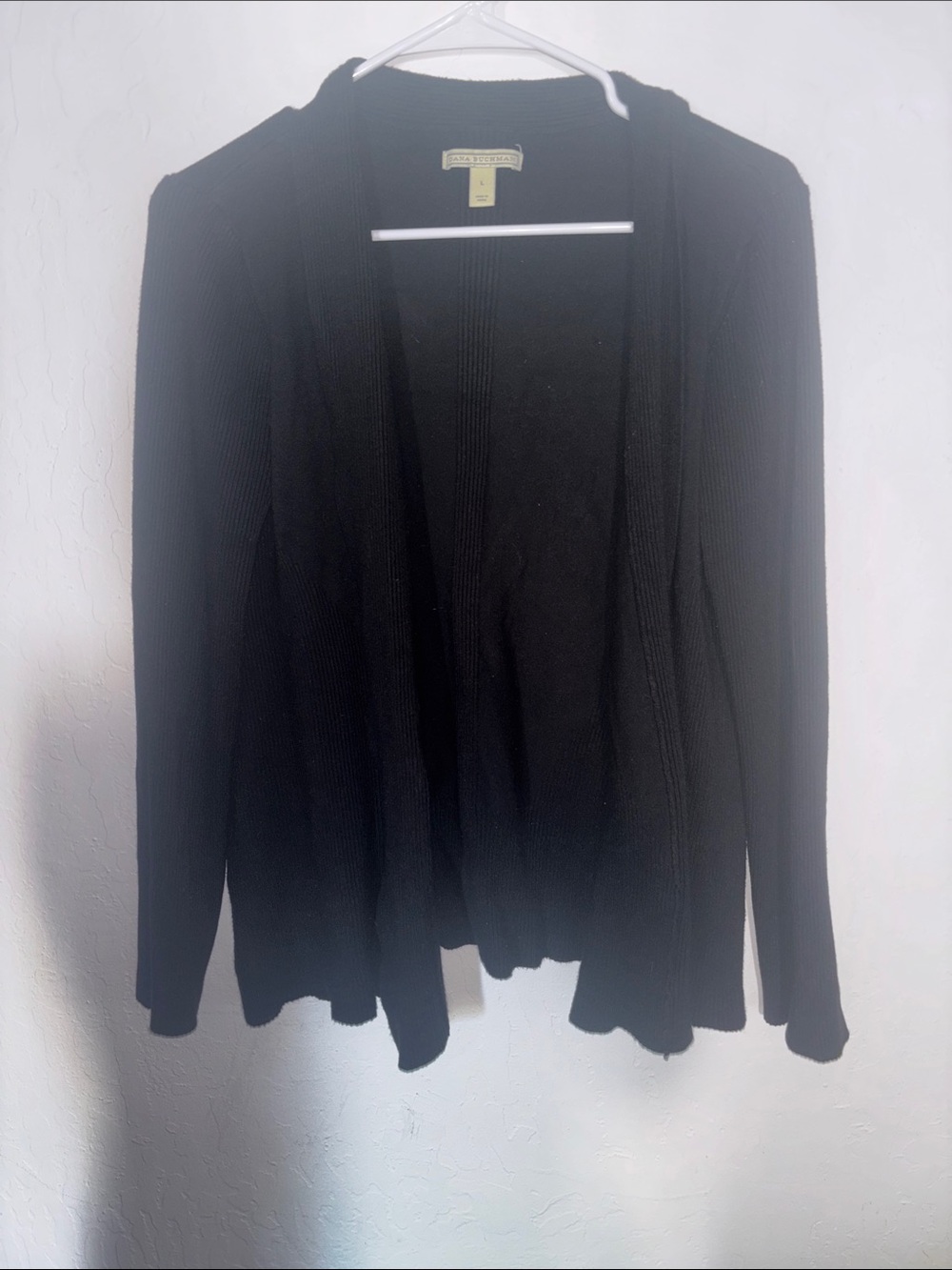 Dana Buchman Black Open-Front Cardigan